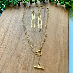 SOLD Necklace and Earrings Set- Fringe & Toggle